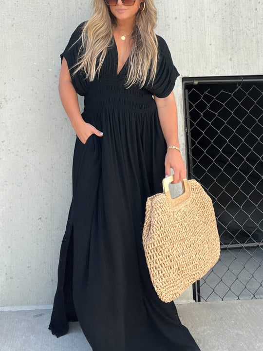 🌸Spring Specials💐Slit V-Neck Effortless Maxi Long Dress