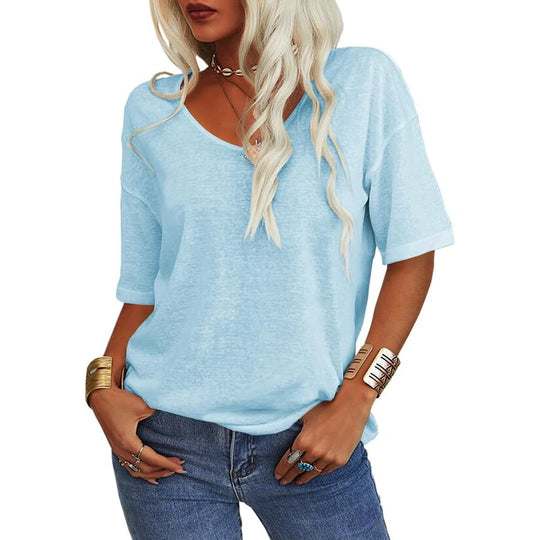 💖✨This Week's Special Price ￡12.99🌸Women's Solid Color V-Neck T-shirt [On Sale & Quick Ship!]