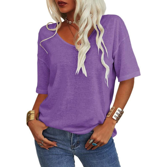 💖✨This Week's Special Price ￡12.99🌸Women's Solid Color V-Neck T-shirt [On Sale & Quick Ship!]
