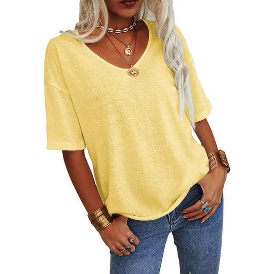 💖✨This Week's Special Price ￡12.99🌸Women's Solid Color V-Neck T-shirt [On Sale & Quick Ship!]