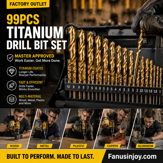 🔥High-efficiency tool favored by veteran craftsmen!Factory Outlet-99pcs Titanium Coated Drill Bit Set