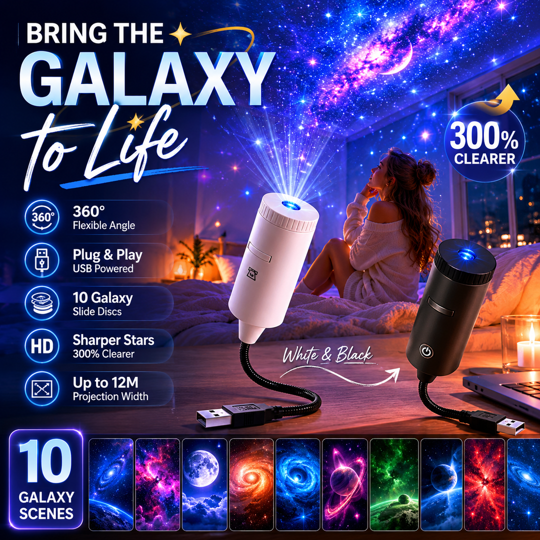 🌌🌙 USB Galaxy Moon Projector Night Light – Rotating Starry Sky, Soothing Sleep Ambience✨✅
