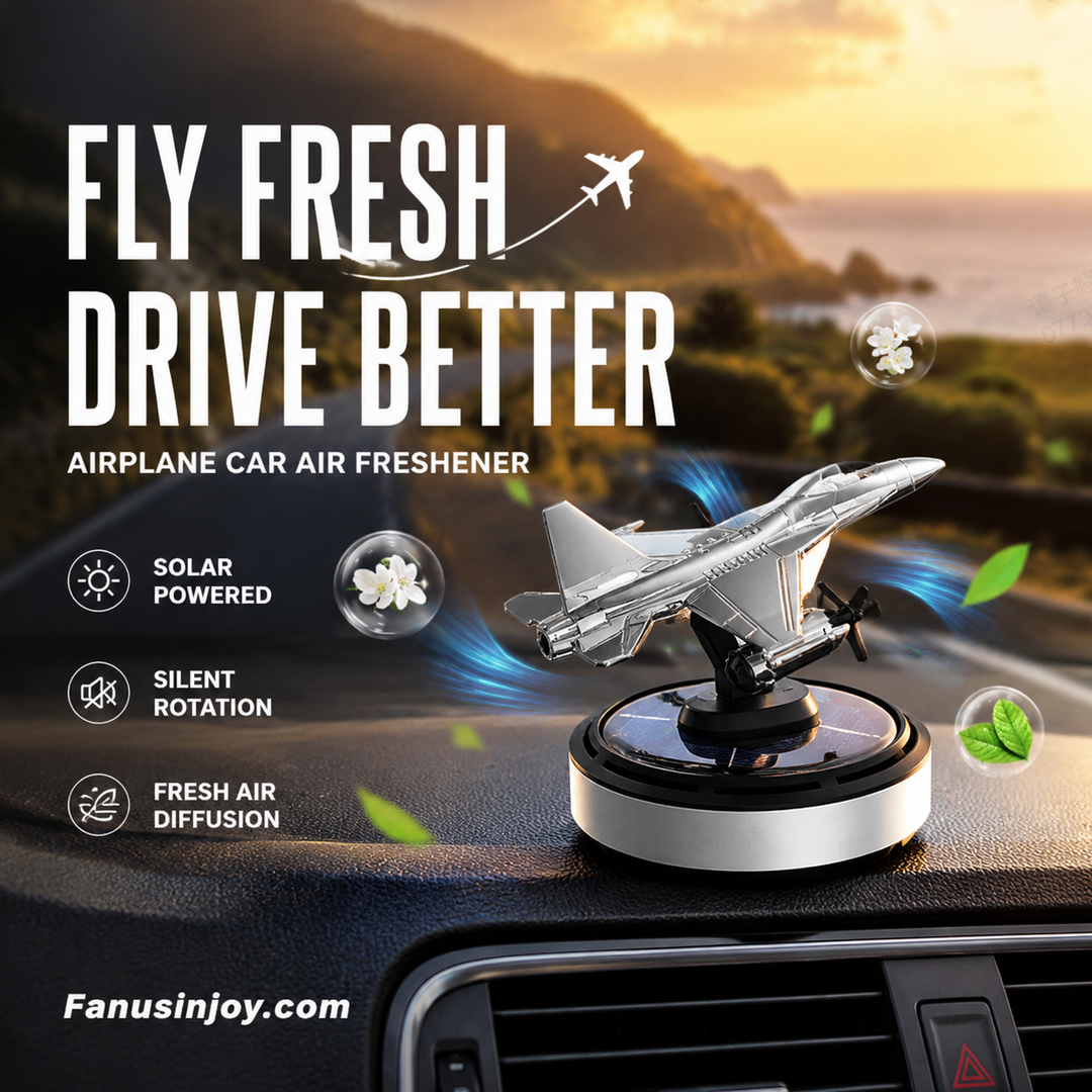 🚗A great car fragrance elevates your driving demeanor instantly！Airplane Solar Energy Rotating Car Air Freshener Scents Diffuser Ornament