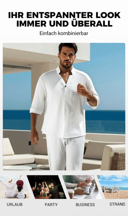 Completo da uomo in due pezzi con top e pantaloni in lino e cotone alla moda🎉GRANDE SALDO - SCONTO DEL 50%