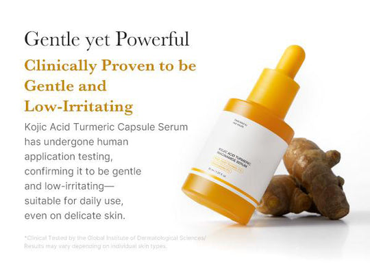 Kojic Acid Gurkemeje Power Duo til ansigt & krop | Ideel til urolig hud & brug efter pletpleje | Beroligende & beroligende med Kojic Acid, Gurkemeje, Niacinamid