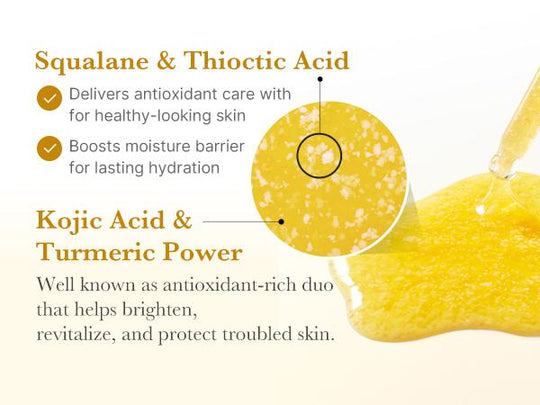 Kojic Acid Gurkemeje Power Duo til ansigt & krop | Ideel til urolig hud & brug efter pletpleje | Beroligende & beroligende med Kojic Acid, Gurkemeje, Niacinamid