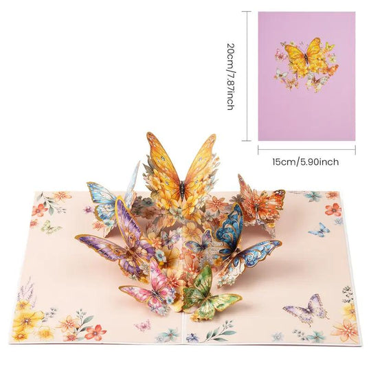 【Kreativ present】 3D Pop Up Butterfly Gratulationskort med kuvert, 2 Counts Creative Födelsedagskort, Uppskattningskort, Julhälsningskort, present till familjens vänner Lärare och fjärilsälskare