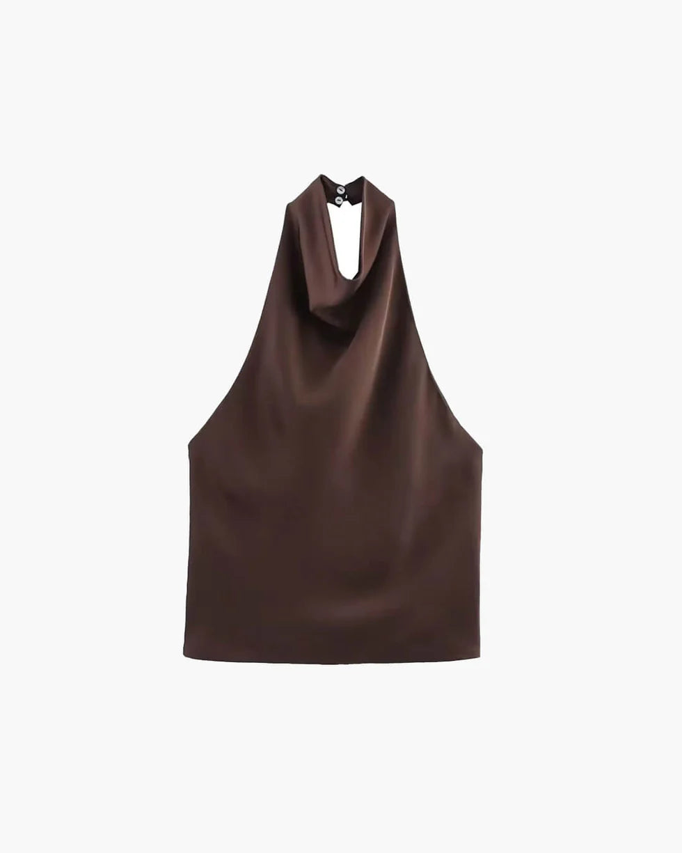 HXAO Satin Halter Rygløs korsettop Elegant sommertank til kvinder