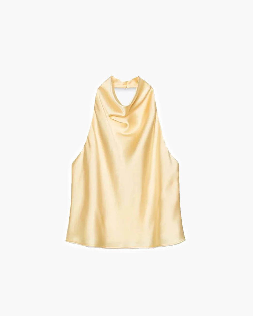 HXAO Satin Halter Rygløs korsettop Elegant sommertank til kvinder