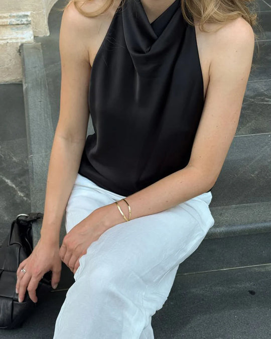 HXAO Satin Halter Rygløs korsettop Elegant sommertank til kvinder