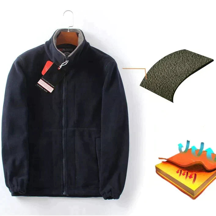 Dubbelskikts fleece huvajacka