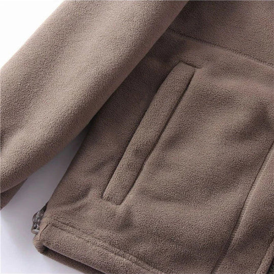 Dubbelskikts fleece huvajacka