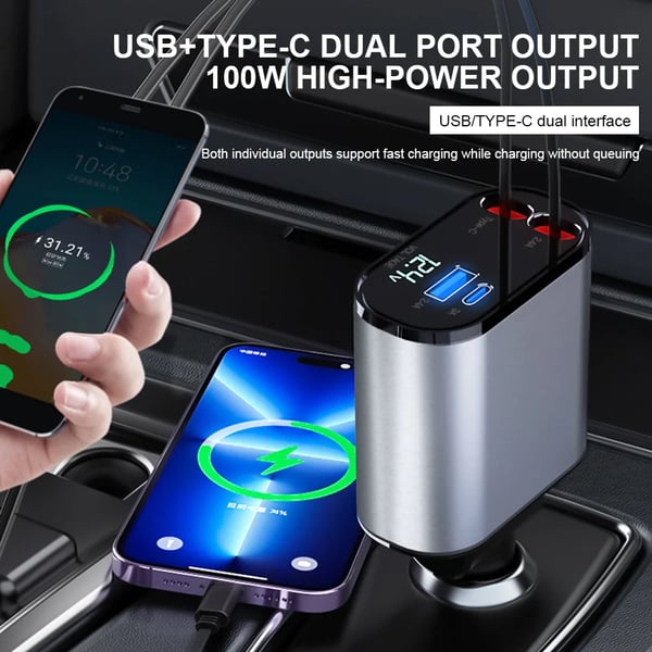 🎁Hot Sale 50% OFF⏳Fast Charge Retractable Car Charger