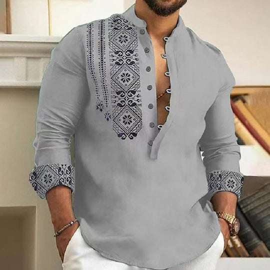🎉Hot Sale 49% OFF🎉Long-sleeved Stand Collar Casual Shirt for Men