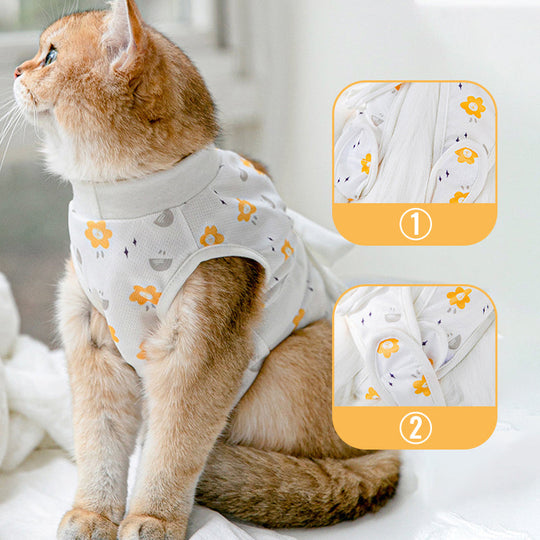 Printed Strap Breathable Anti-Licking Surgery Recovery Pet Suit-5