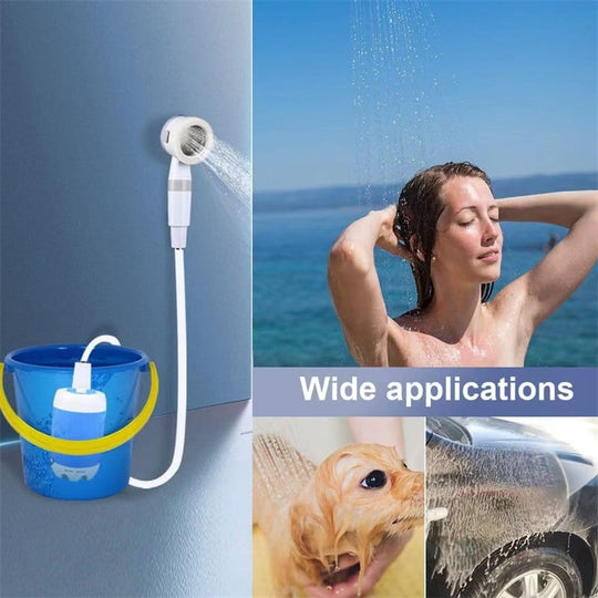Doccia portatile per il campeggio con pompa dell'acqua