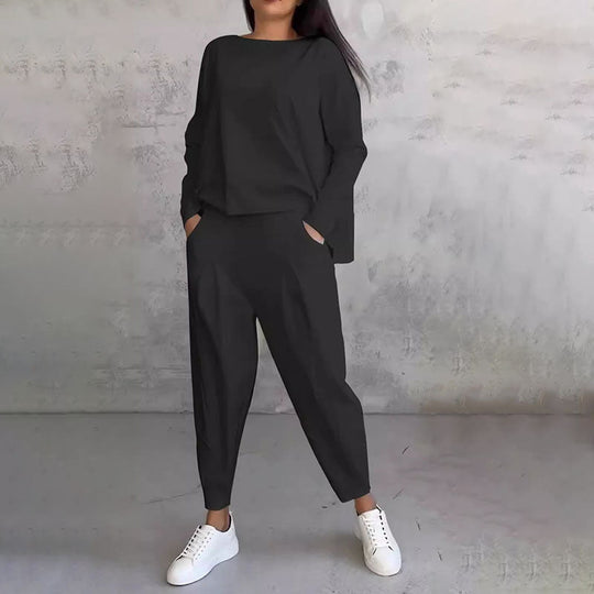 ❤️‍🔥Opruiming - 50% KORTING🤍Set van 2 tops met ronde hals en lange mouwen en broek