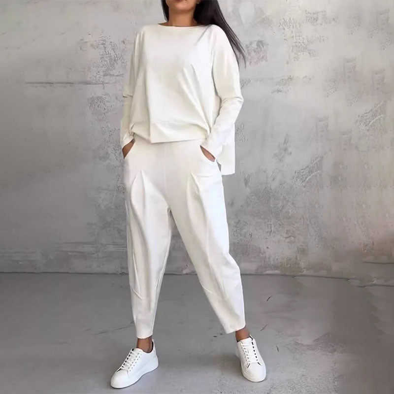 ❤️‍🔥Opruiming - 50% KORTING🤍Set van 2 tops met ronde hals en lange mouwen en broek