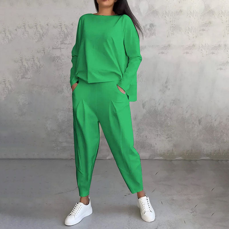 ❤️‍🔥Opruiming - 50% KORTING🤍Set van 2 tops met ronde hals en lange mouwen en broek