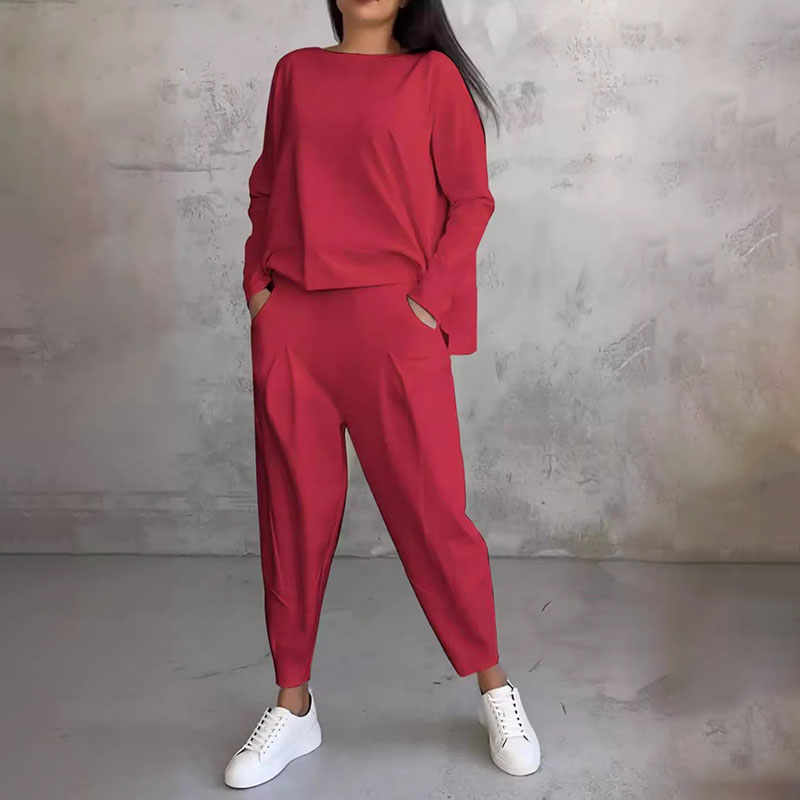 ❤️‍🔥Opruiming - 50% KORTING🤍Set van 2 tops met ronde hals en lange mouwen en broek