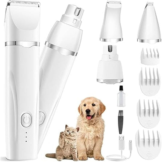 4-in-1 Quiet Hair Trimmers Nail Grinding Set for Pets