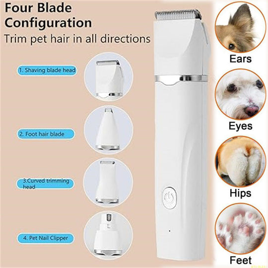 4-in-1 Quiet Hair Trimmers Nail Grinding Set for Pets