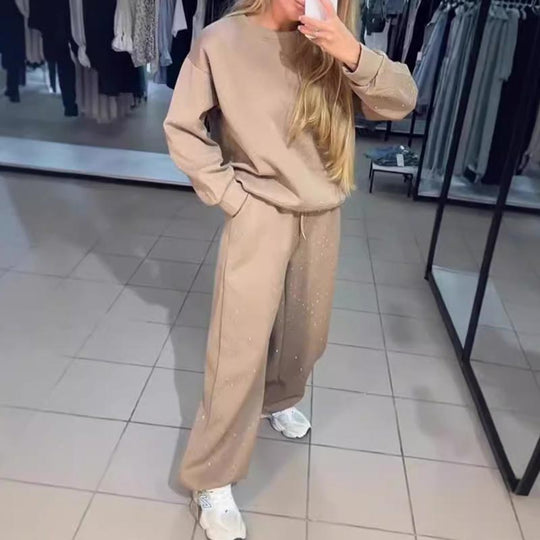 🌸Spring Specials💐 Women’s Round-neck Casual Sports Sweatshirt and Jogger Pants (2-piece Set)