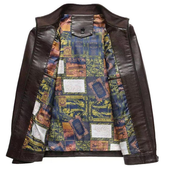 ❄️Talven erikoistarjoukset❄️ Miesten lämmin pehmovuorillinen nahkatakki