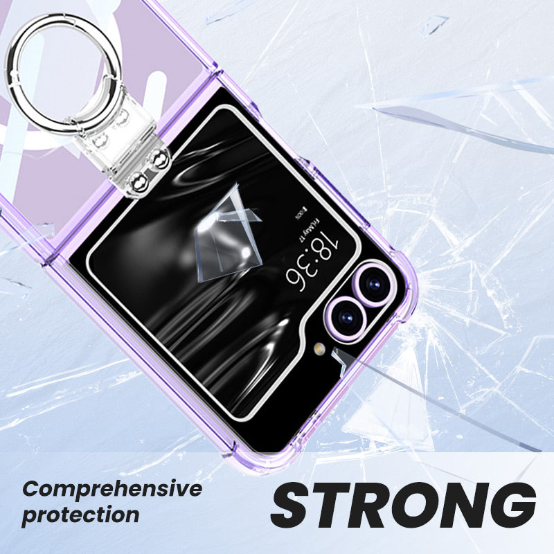 Never Yellowing Ultra Clear Magnetic Transparent Ring Airbag Phone Cover for Samsung Z Flip 6/5/4/3