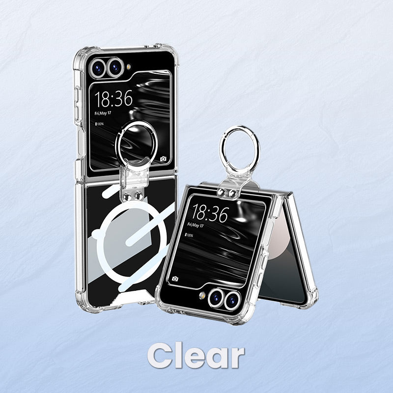 Never Yellowing Ultra Clear Magnetic Transparent Ring Airbag Phone Cover for Samsung Z Flip 6/5/4/3