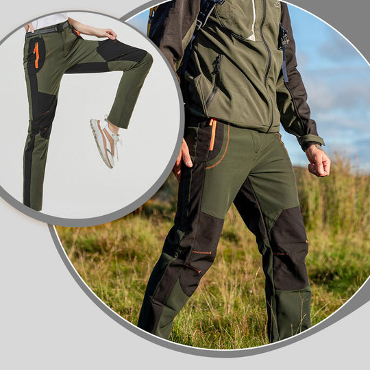 Pantaloni da trekking in vita elastica e elastica calda impermeabile.