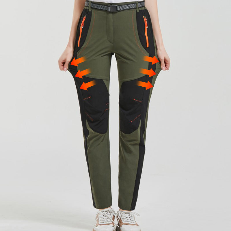 Pantaloni da trekking in vita elastica e elastica calda impermeabile.