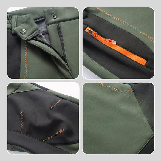 Pantaloni da trekking in vita elastica e elastica calda impermeabile.