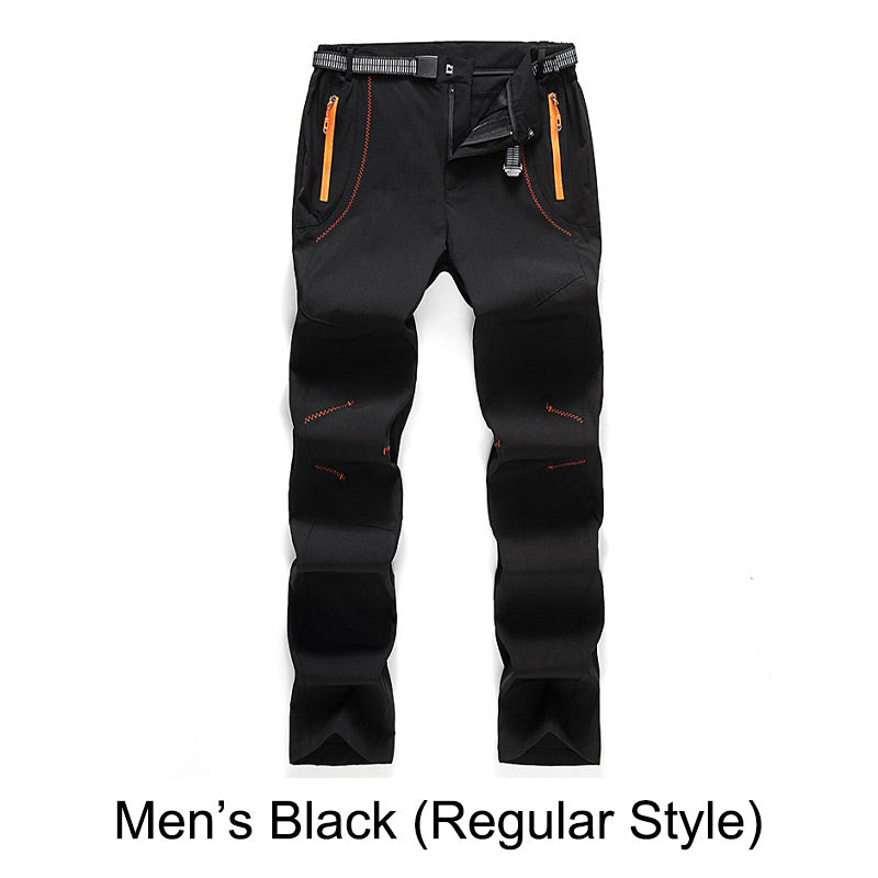 Pantaloni da trekking in vita elastica e elastica calda impermeabile.