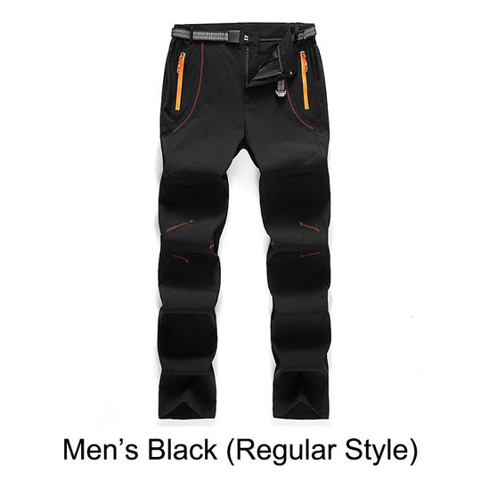 Pantaloni da trekking in vita elastica e elastica calda impermeabile.