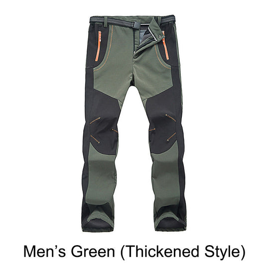 Pantaloni da trekking in vita elastica e elastica calda impermeabile.