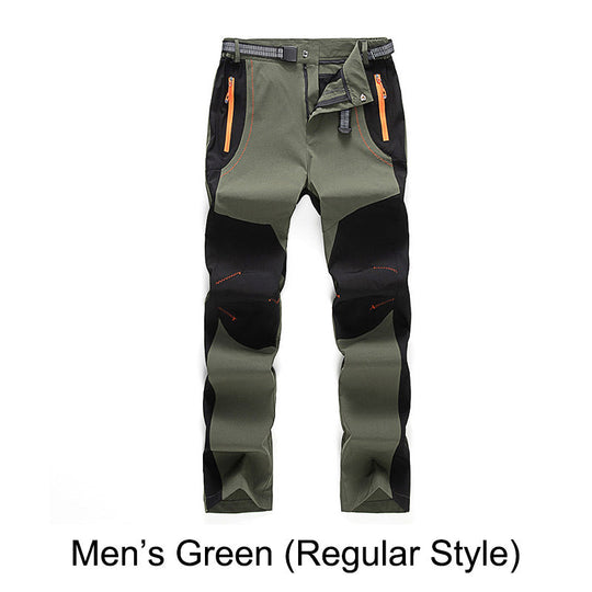 Pantaloni da trekking in vita elastica e elastica calda impermeabile.