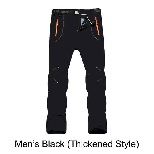 Pantaloni da trekking in vita elastica e elastica calda impermeabile.