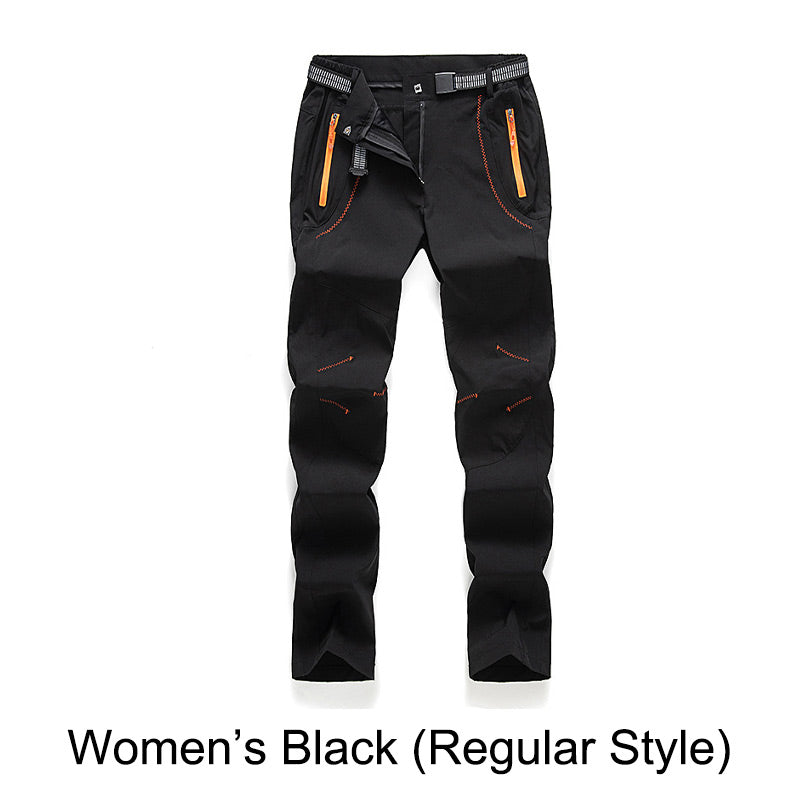 Pantaloni da trekking in vita elastica e elastica calda impermeabile.
