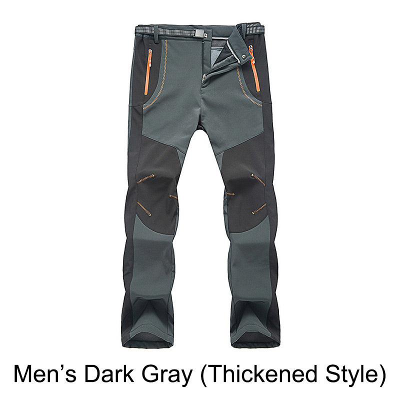 Pantaloni da trekking in vita elastica e elastica calda impermeabile.