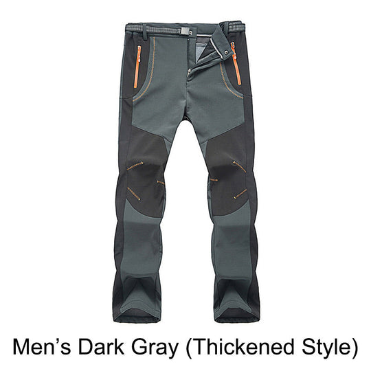 Pantaloni da trekking in vita elastica e elastica calda impermeabile.