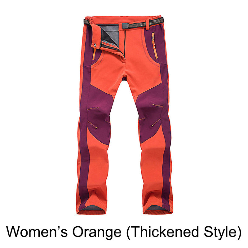 Pantaloni da trekking in vita elastica e elastica calda impermeabile.