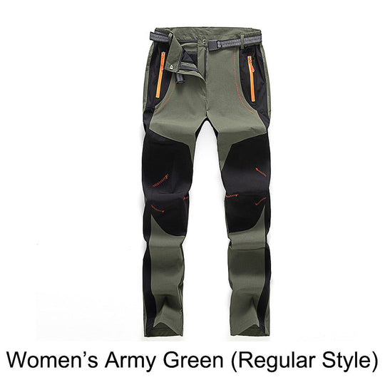 Pantaloni da trekking in vita elastica e elastica calda impermeabile.