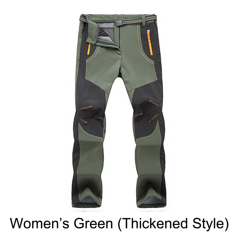 Pantaloni da trekking in vita elastica e elastica calda impermeabile.