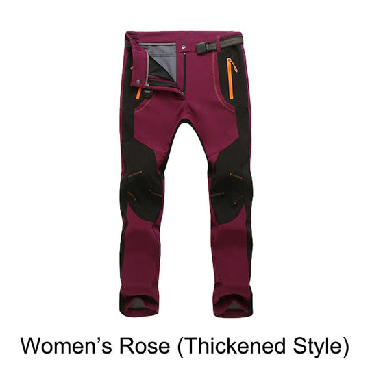 Pantaloni da trekking in vita elastica e elastica calda impermeabile.