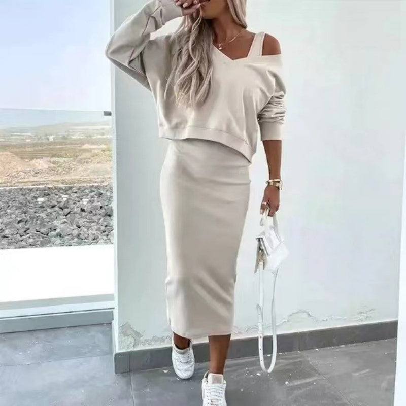 💥2025 New Arrive - 50% OFF💥Women's 2-Piece Set Sleeveless Dress & Loose V-Neck Pullover