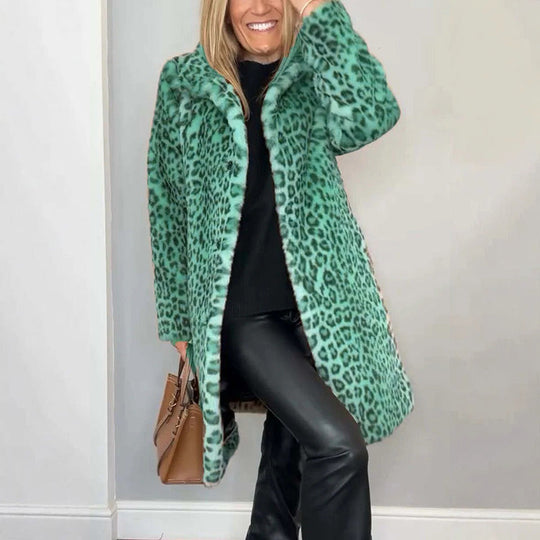 🎉Talven kuuma alennusmyynti 50% Pois🌹Naisten leopardikuvioinen keskipitkä takki