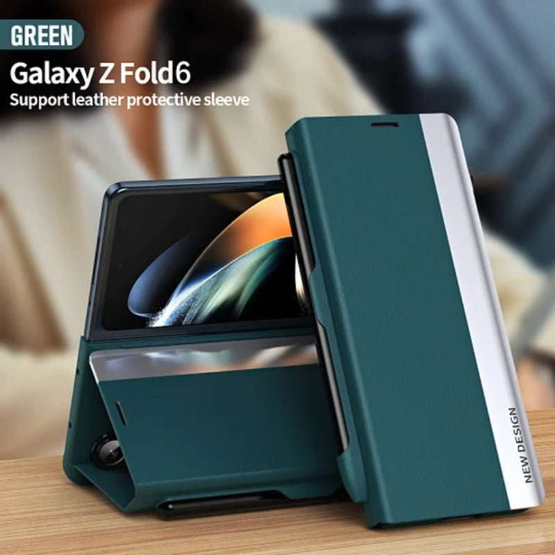 Flip Stand Protective Shell with Pen Slot for Samsung Galaxy Z Fold 6/5/4/3 - With Free Pen