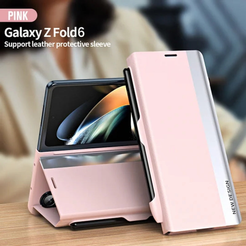 Flip Stand Protective Shell with Pen Slot for Samsung Galaxy Z Fold 6/5/4/3 - With Free Pen