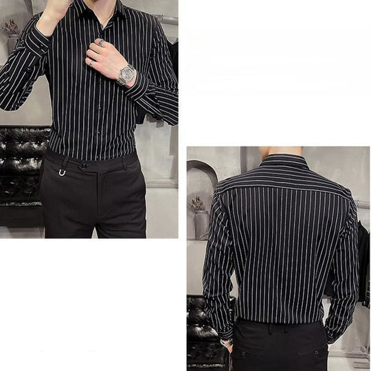 Men's Slim-Fit Striped Long-Sleeve Shirt